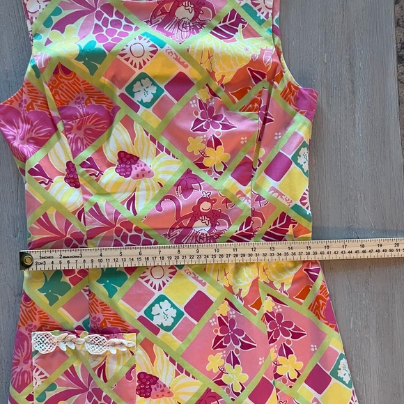 Lilly Pulitzer Rock a Hula Monkey Lined Sheath Dress Back Zip Pocket Cotton SZ 8 - Picture 9 of 10